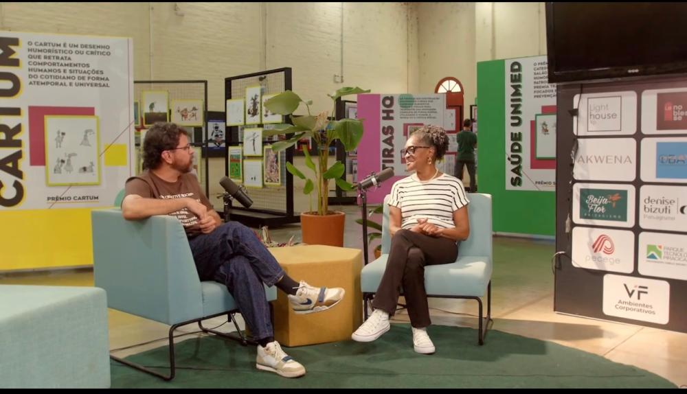 Zetti Araújo, primeira diretora do Salão Internacional de Humor de Piracicaba, foi a primeira entrevistada do videocast No Meio do Salão | Foto: Divulgação